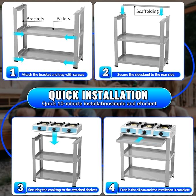 3 Burner Propane Gas Stove,40000BTU Portable Gas Stove with Support Leg Stand and Adapter Auto Ignition Camping Stove,propane burner for RV, Apartment, Outdoor Cooking