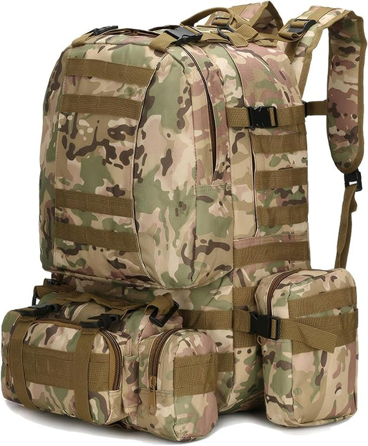 Military Tactical Backpack for Men 60L Waterproof Bug Out Bag Survival Rucksack Go Bag Emergency Molle System Army 3 Day Assault Pack for Hiking Hunting Camping CP