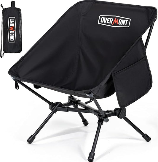 Overmont Ultralight Portable Camping Chair- Lightweight Folding Backpacking Chair, Support up to 330Lbs Compact Beach Chair for Adults with Carry Bag for Backpack Hiking Fishing Outdoor Camp Travel