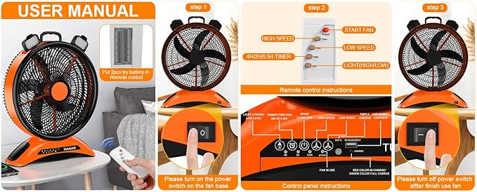 Extra Large Size Camping Fan, 45000mAh Battery Rechargeable Portable Fan,12-Inch Blade & 830CFM Super Airflow, Cordless for Outdoor Large BBQ RV Tent Garage Hurricane Emergencies & Indoor