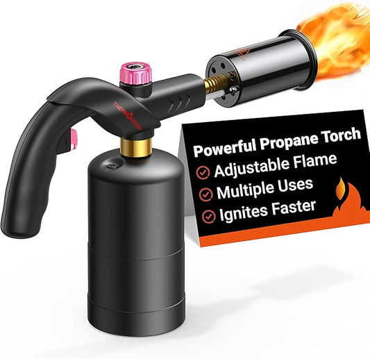 Powerful Propane Torch for Sous Vide, Charcoal Lighting, and Culinary Creations – Versatile Kitchen Blow Torch (Gas Tank Not Included), Pink