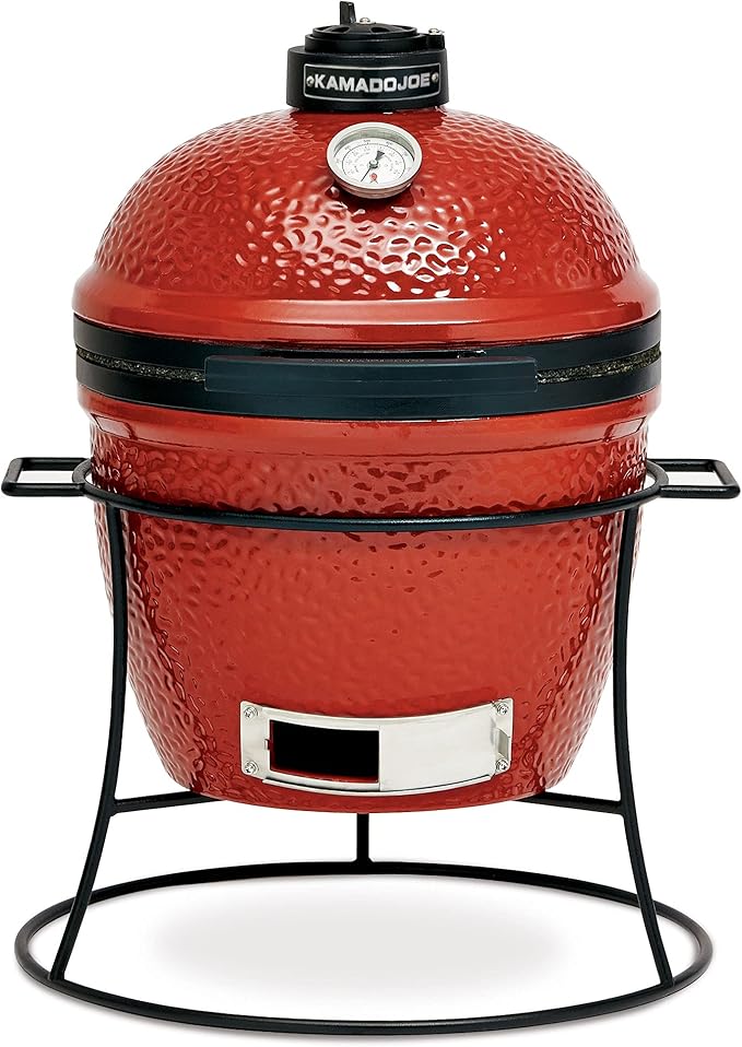 Kamado Joe KJ13RH 13.5 inch Portable Charcoal Grill, Blaze Red - Includes KJ15080420 Grill Cover, Black & Cast Iron Sear Plate (KJ15090620) for Classic Joe and Joe Jr Grills