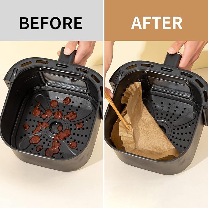 Air Fryer Disposable Paper Liner, 100PCS Food Grade Parchment Liners for Ninja DZ201, Air Fryer Accessories Baking Paper (9 * 6, Natural)