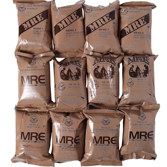 MRE, U.S. MRE Meals, Emergency Supplies, Emergency Food Supply, Survival Food, Freeze Dried Food w/Flameless Heater, Ready Meals (Variety Pack of 24) – (A & B Case Inspection 2025, 2026)