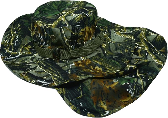 Glory Max Bucket Boonie Hat with Neck Flap Cover Sun Safari Wide Brim Fishing Garden Hiking Cap (Green Mix)