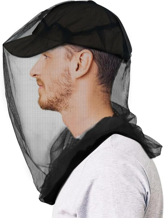 tupi Premium Mosquito Head Net Mesh, 2 Pack Bug Face Net for Fly & Mosquito Protection | Ultra Large & Long, Finest Holes for Camping, Hiking, Fishing, Gardening, Safari, Fits All Hats for Men & Women