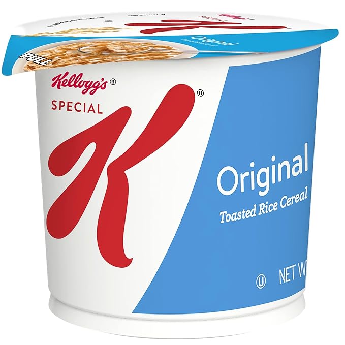 Kellogg's Special K, Breakfast Cereal in a Cup, Original, Bulk Size, 12 Count (Pack of 2, 7.5 oz Trays)