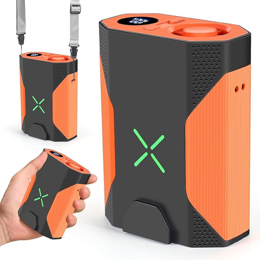 Mini Portable Waist Fan - 100 Speeds 36000RPM Strong Airflow 4500mAh Battery Powered Max 16H Cooling - Mini Waist Neck Handheld Fan for Outdoor Jobsite Camping Travel, Orange