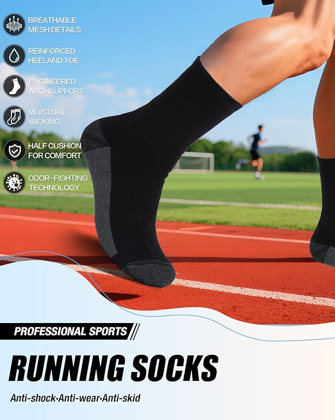 3 Pairs Men's Merino Wool Socks - Thermal Winter and Hiking Socks with Cushioned Support for Everyday Comfort