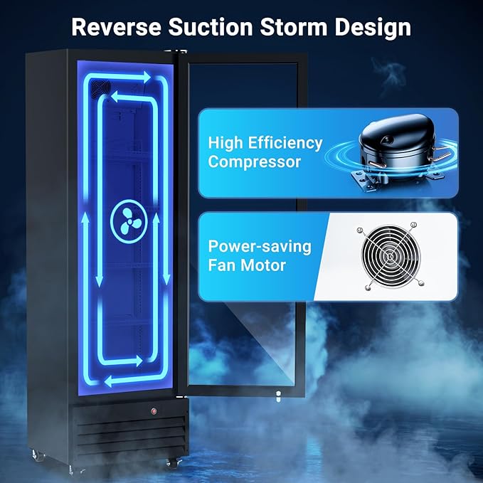 BODEGACOOLER 9 Cu. Ft Commercial Beverage Refrigerator,Glass Door Beverage Cooler,Drink Refrigerators for Beer,Commercial fridge Cooler for Beer,Display Beverage Fridge for Bar,Office,Restaurant