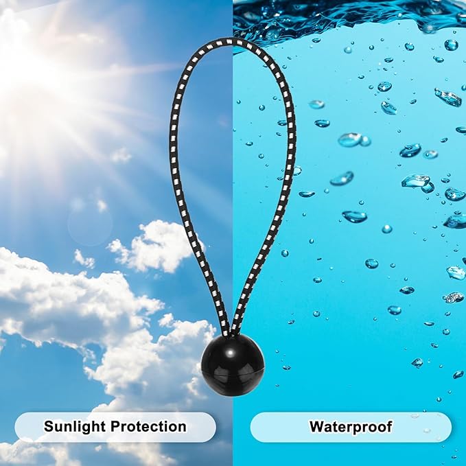 50-Pack Ball Bungee Cords, 6 Inch High Elastic Canopy Tarp Tie Down Bungee Balls for Camping/Tent/Cargo Holding Wire Hoses/Patio Umbrellas/Shelter [Black White]
