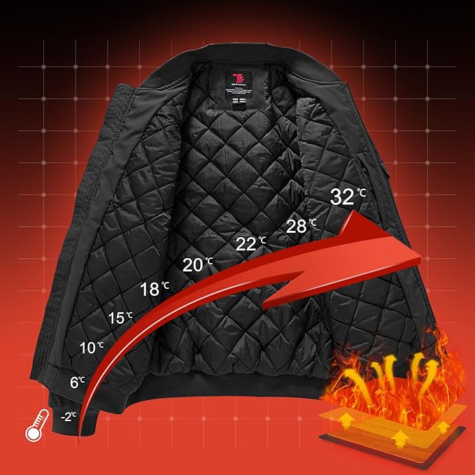 Gopune Men's Windproof Bomber Jacket Warm Water Resistant Windbreaker Winter Outwear Quilted Jackets Coats