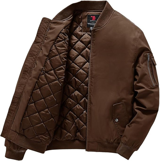 Gopune Men's Windproof Bomber Jacket Warm Water Resistant Windbreaker Winter Outwear Quilted Jackets Coats