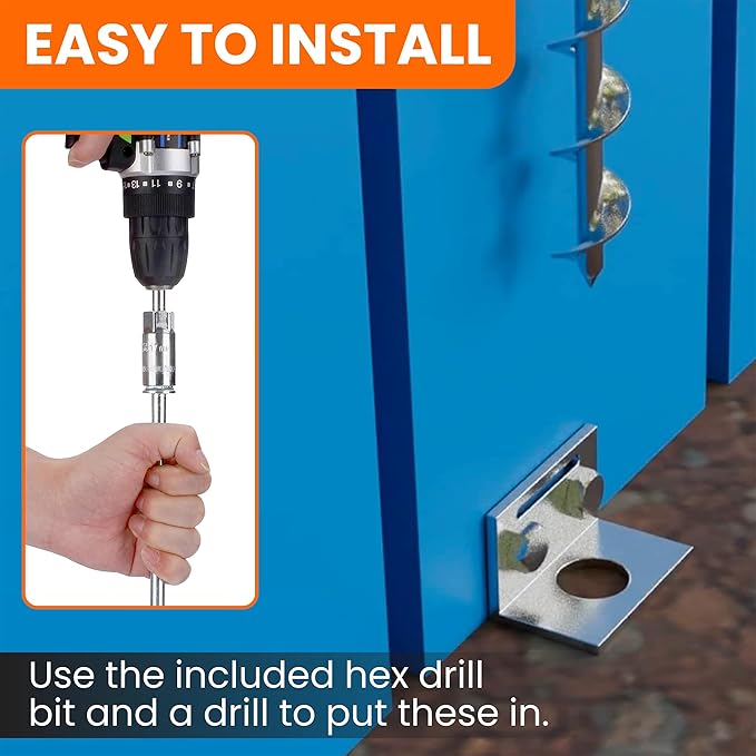 Ground Anchors Screw In - 24" Set of 4,6,8 with Brackets and Drill Bit - Earth Anchors - Mobile Home Anchors - Storage Shed Anchor Kit - Swing Set Anchors for Metal Swing Set - Playset Anchors - Ties