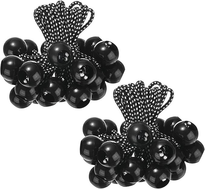 50-Pack Ball Bungee Cords, 4 Inch High Elastic Canopy Tarp Tie Down Bungee Balls for Camping/Tent/Cargo Holding Wire Hoses/Patio Umbrellas/Shelter [Black White]