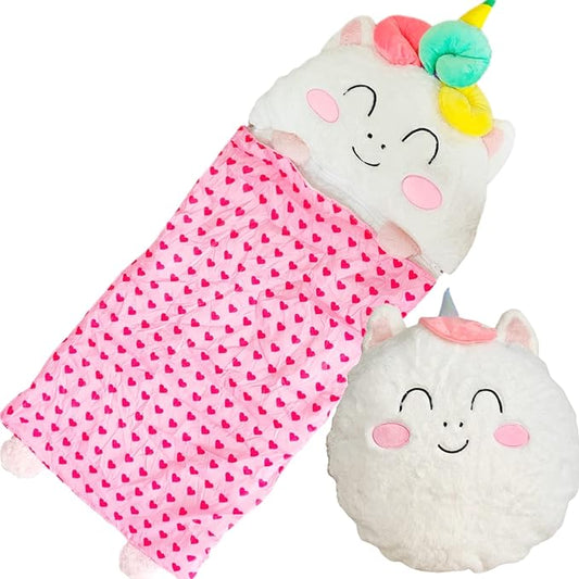 Sleeping Bag for Kids, Preschool Nap Mat, Toddler Sleeping Bag with Pillow for Daycare, Ages 3+, Large Size