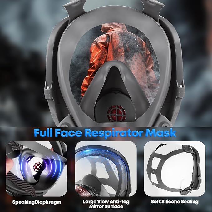 Full Face Gas Mask: 4Pack Gas Masks Survival Nuclear and Chemical with 40mm & P-A-1 Activated Carbon Filter Full Face Respirator Mask Used for Dust Spray Machining Soldering Polishing Welding