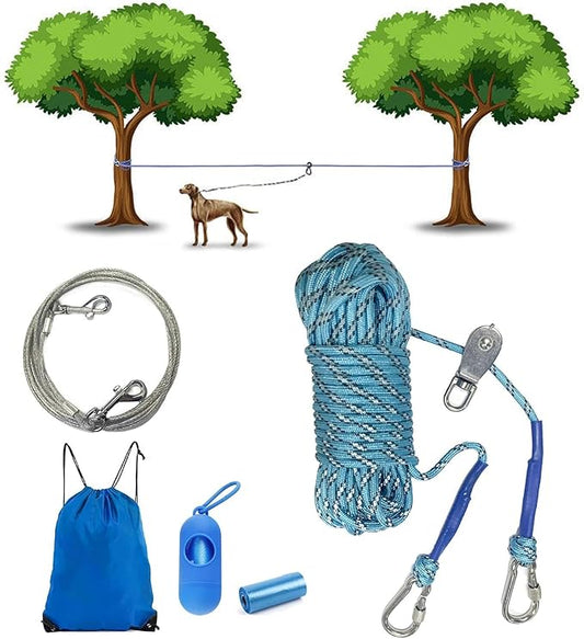 Dog Runner for Yard with Trolley Camping Line Dogs Run Cable Dog Zipline for Backyard