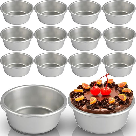 16 Pcs 4 Inch Round Cake Pans Nonstick Aluminum Round Cake Pan Mold Small Smash Cake Baking Pans for Home Baking Cheese Cake Pizza Quiche Leakproof and Easy Release