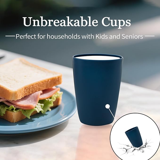 32 pcs Wheat Straw Dinnerware Sets Kitchen Plates and Bowls Sets for 8 Plastic Plates Reusable Dishes Set Outdoor Camping and Dinning Essentials Dishwasher Safe