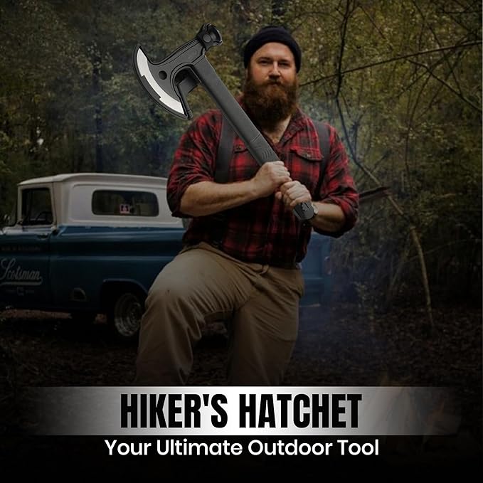 Rite Edge 17.5-Inch Hiker's Hatchet – Multi-Tool Axe with Hidden Saw, Fire Starter, Hammer, and Nylon Fiber Handle – Includes ABS Sheath for Camping and Survival