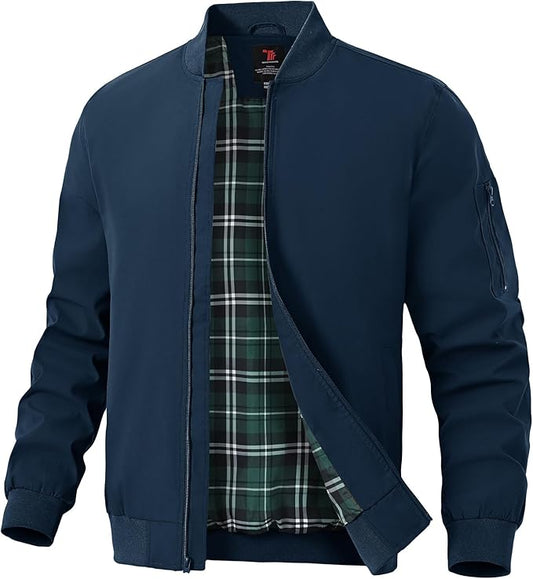 TBMPOY Men's Bomber Jackets Lightweight Light Windbreaker Casual Business Dress Stylish Fall Spring Golf Work