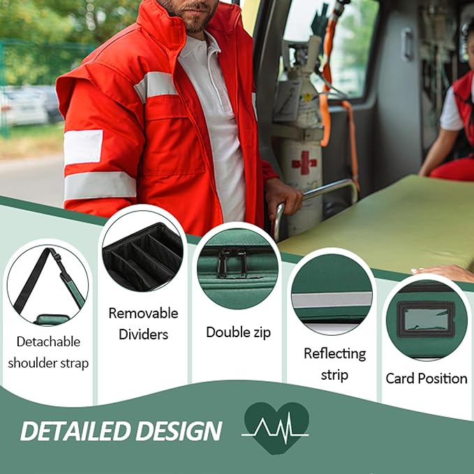 First Aid Bag,Medical Bag,First Responder Bag for Trauma,Medical Bag Organizer with Detachable Dividers for Nurses,Home Health Care,EMT(Bag Only)