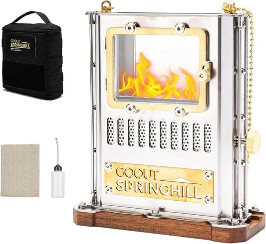 Camping Oil Lamp Portable Stove Hanging Kerosene Lantern for Outdoor Lighting Warming Silver