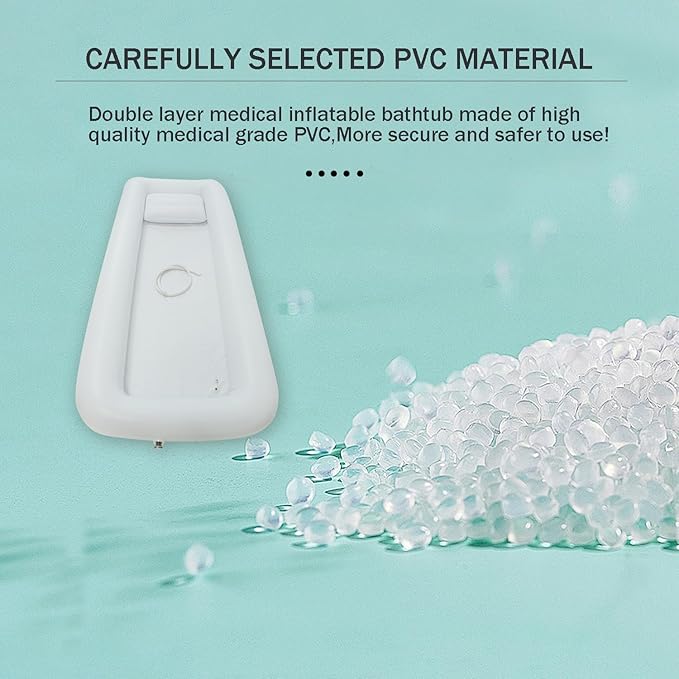 Medical Inflatable Bathtub,Bed Bath,Medical PVC Bedside Shower bathtubKit,Bed Shower for Patients with Reduced Mobility,Bedside Water Bag+Electric air Pump+Medical Inflatable Shampoo Basin