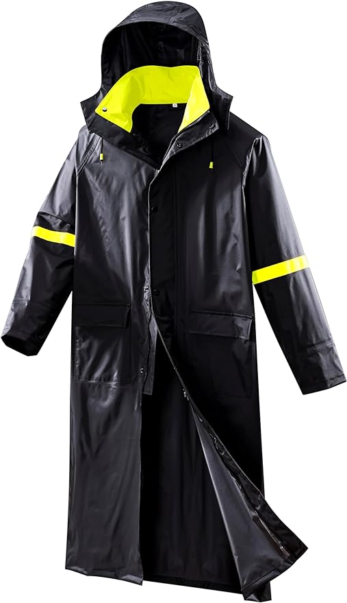 EI Sonador Classic Long Rain Coats for Men, Hooded Raincoats Rainwear for Waterproof Work, Breathable, Rain Jacket Poncho