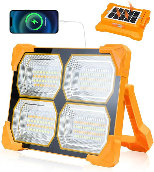 Portable LED Work Solar Light - 300W LED Rechargeable Work Light 22000mAh Solar Camping Lights, Magnetic Worklight Portable Flood Lights with Stand for Mechanic Camping Fishing Car Repair