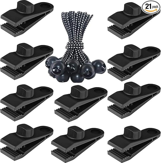 Tarp Clips Heavy Duty Lock Grip, 20 Pack Tarp Clamps Heavy Duty, Shark Tent Fastener Clips Holder, Pool Awning Cover Bungee Cord Clip, Car Cover Clamp