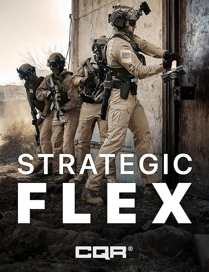 CQR Men's Flex Ripstop Tactical Pants, Water Resistant Stretch Cargo Pants, Lightweight EDC Hiking Work Pants