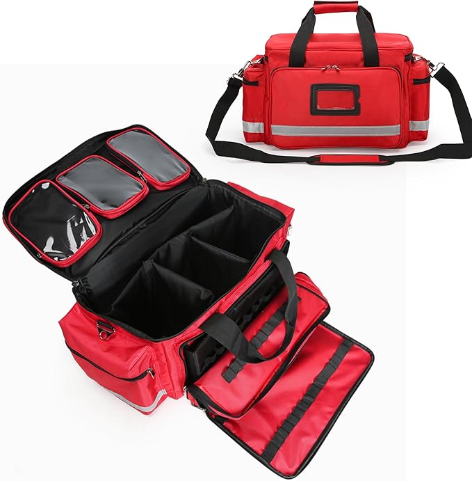 Medical Empty Bag First Aid Bag Emergency Responder Trauma Bag Empty, Professional First Aid Kits Storage Medical Bag with Inner Dividers and No-Scratch Bottom,Trauma Bag for Home Health Nurse Bag