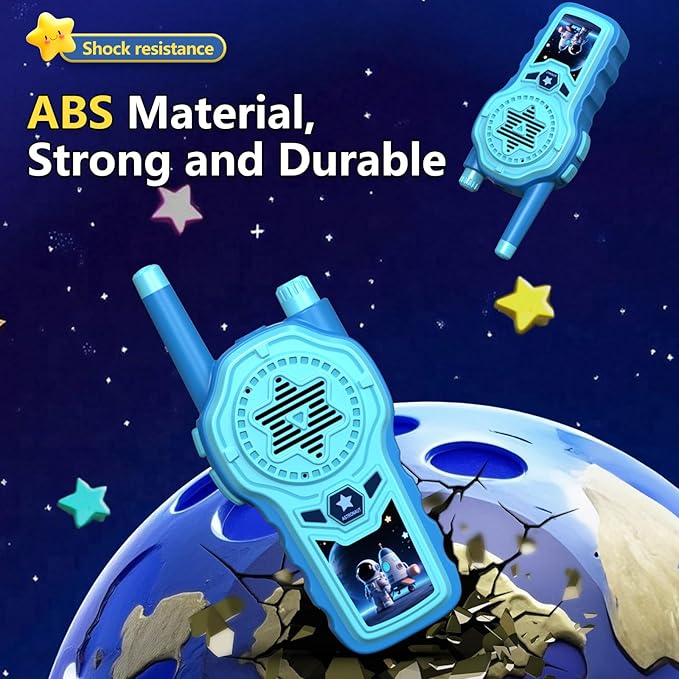 Kids Walkie Talkies 2 Pack, Built-in Flashlight 2200M Boy's Walkie Talkies for Camping Hiking Indoor Outdoor Adventures Birthday Gift (Blue)