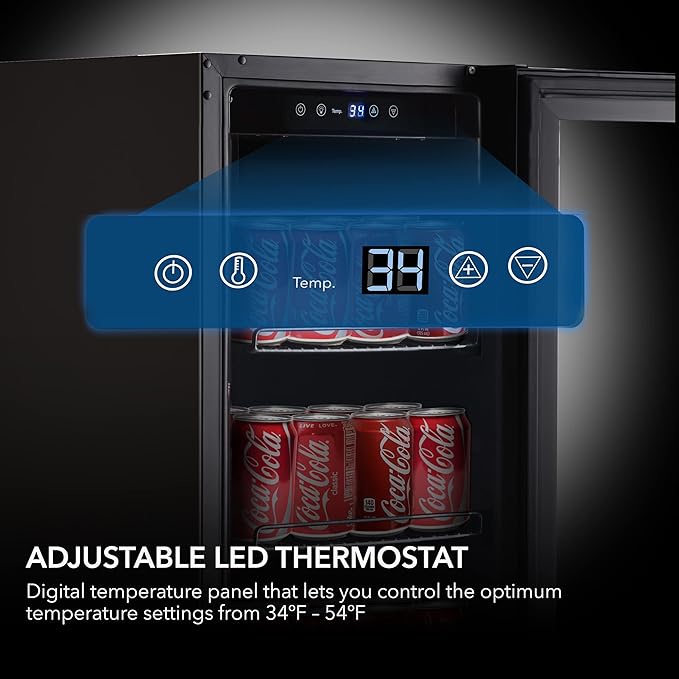 Whynter BBR-801BG Built Beverage Refrigerator and Cooler Mini Fridge with Glass Door with Lock, 3.0 Cubic Feet, Black, 100, Can