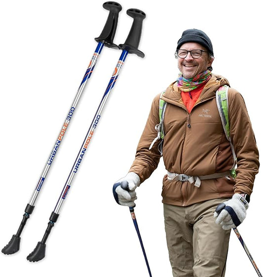 Urban Poling Series 300 Urban Poles – 1 Pair – Fitness Edition- Patented Ergonomic CoreGrip™ for Stability – Adjustable, Collapsible, Lightweight for Comfort