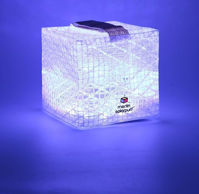 SOLIGHT-DESIGN Solar Puff Merlin, Rechargeable Color Changing Solar Lantern - Collapsible LED Camping Lantern, Easy Open and Fold, Extreme Weather-Tested (Multicolored)