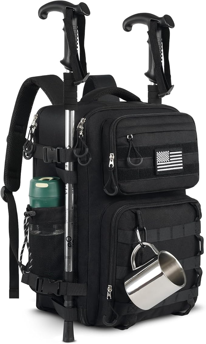 25L Military Tactical Bag Backpack for Men, Heavy Duty Molle Daypack 3 Day Bug Out Backpacks Molle Army Large Rucasack Travel Hiking With Bottle Holder (Black)