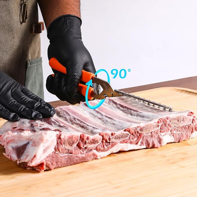 Rib Membrane Remover, Stainless Steel Cooking Accessories, Ergonomic BBQ Accessories, Dishwasher Safe Grilling Accessories, Barbecue Tool Set - Gift for Men (Orange)