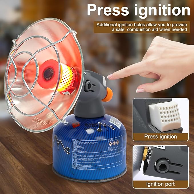 Uniflasy Tent Heater for Camping, 4,300 BTU 2 In 1 Portable Propane and Butane Heater for Camper, Hiking, Fishing, Fast Heating, Gas Saving, Light Weight, Small Outdoor Gas Heater for Winter