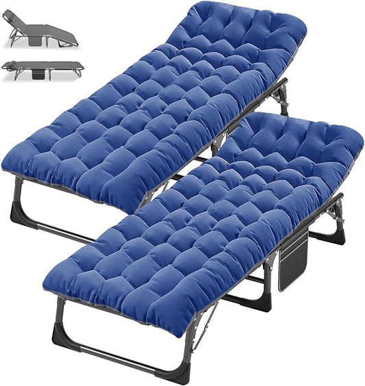 DoCred Folding Camping Cot with Mattress, 2 Pack Heavy Duty Folding Cot for Adults, Portable Sleeping Cot Bed Adults Outdoor Bed with Carry Bag, Travel Camp Cots