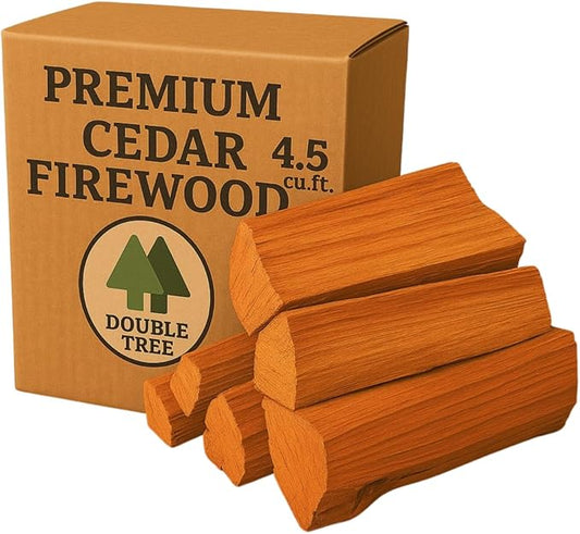 Double Tree - Kiln Dried Premium Incense Cedar Firewood (16inch Logs) (Includes Firestarter) (XX Large 4.5 Cubic ft for Fireplace,Campfire,Wood Stove, Fire Pit, Split Wood for Solo Stove or Breeo)