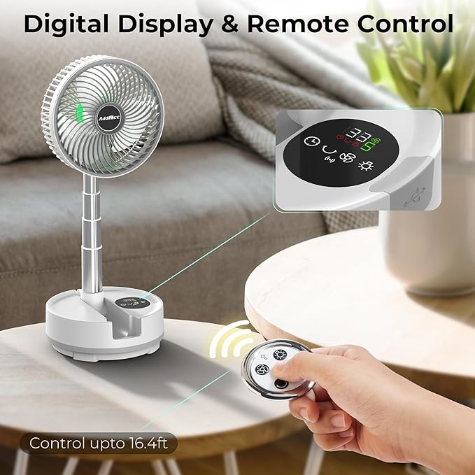 20000mAh Battery Operated Fan, Rechargeable Portable Fan, 112H Run, 9 Speeds Oscillating with Remote, Battery Powered with Timer & Light for Travel Cruise Essentials RV Outdoor Power Outage