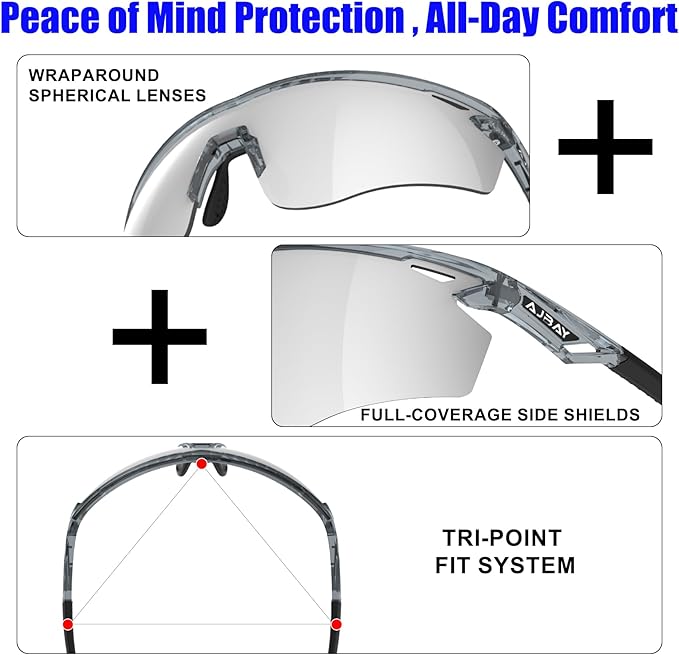 Polarized Sports Sunglasses for Men Women,Wrap Around Sun Glasses for Running Cycling Baseball Fishing Golf Hiking