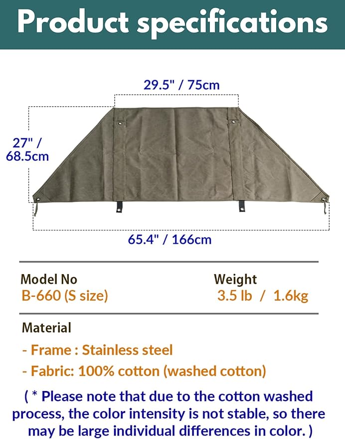 CAMPINGMOON Windshield Camp Curtain Canvas Bonfire Reflector with Stainless Steel Pole Storage Case Khaki Color B-660