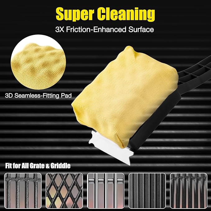 Grill Brush Bristle-Free – Steam Cleaning – Includes 2 Extra Brush Head – Heavy-Duty Barbecue Scraper