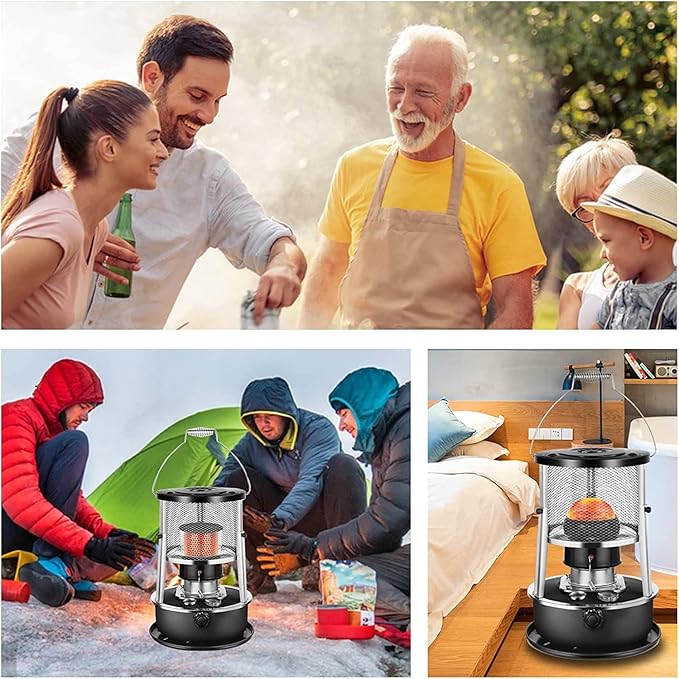 Kerosene Heater Indoor/Outdoor with BBQ Grill, 10000 BTU Portable Non Electric Heater, Camping Kerosene Stove for Heating, Cooking, Camping (Liftable)