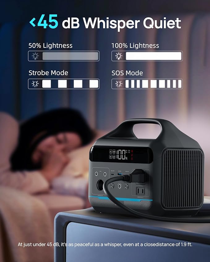 DARAN Portable Power Station 600W(1200W Surge) - 288Wh(90,000mAh) Solar Generator LiFePO4 Battery with AC DC Outlets, 8.3LB Portable Charging Station for Camping, RV, Home, Emergency (Solar Optional)