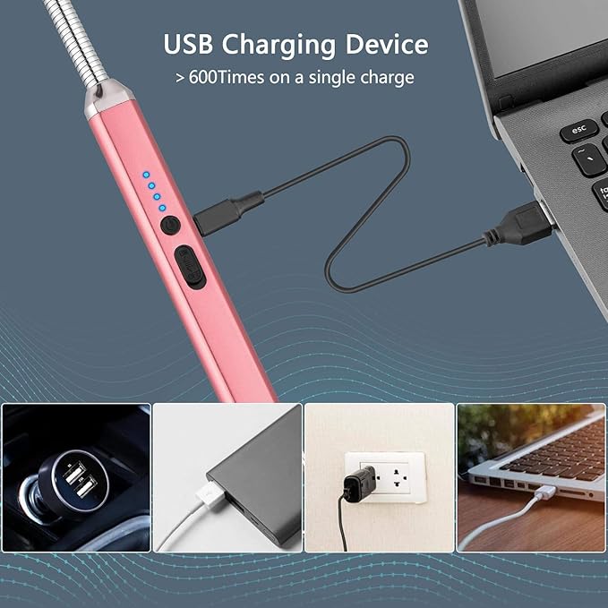 2Pack Electric Candle Lighter, Birthday Christmas Stocking Stuffers Gifts for Women Mom Men Wife Sister, USB Arc Rechargeable Windproof Long Lighter for Candle BBQ Housewarming Gift Idals